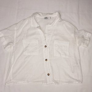 Cropped white button up